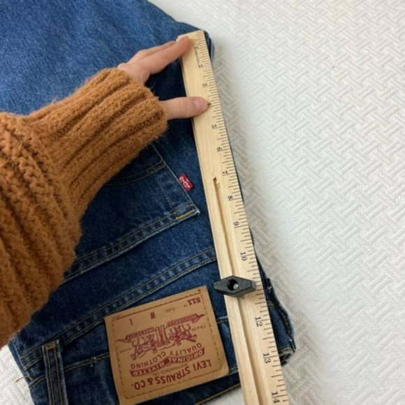 Vintage LEVI'S 511 Flare 100% Cotton Medium Indigo Blue Jeans Pants  W30 L32 - Picture 9 of 10